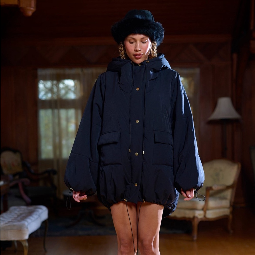 Selkie Oversized hooded quilted puffer jacket